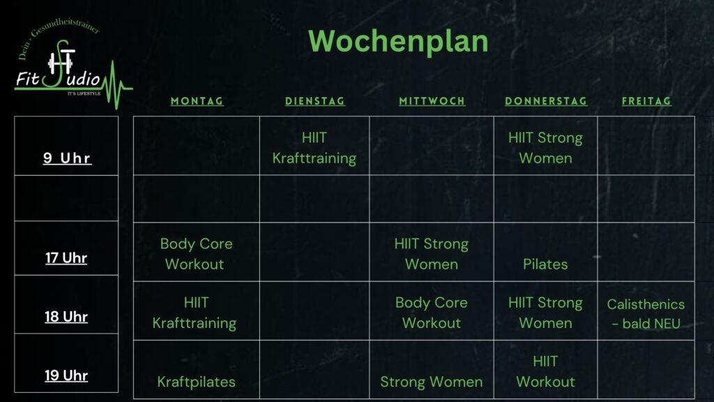 Zeigt den Wochenplan NEU 2026